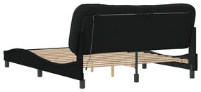 fekete szövet ágykeret LED-es matrac nélkül 160 x 200 cm