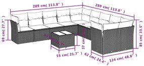 11 részes bézs polyrattan kerti ülőgarnitúra párnákkal