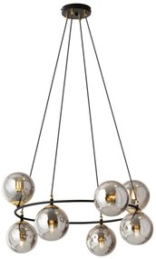 Csillár zsinóron AZURA 8xE14/10W/230V fekete/szürke