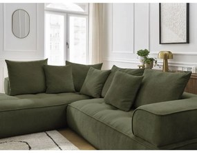 Zöld zsenília sarokkanapé (bal oldali-L alakú) Whesley – Bobochic Paris