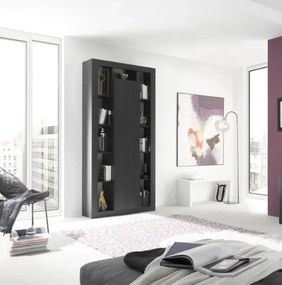 RIMINI könyves- és tárolószekrény, egyajtós – fekete kőris