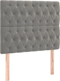 világosszürke bársony fejtámla 90x7x118/128 cm