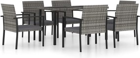 vidaXL 7 részes szürke polyrattan kerti étkezőgarnitúra