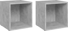 vidaXL 2 db betonszürke szerelt fa TV-szekrény 37 x 35 x 37 cm