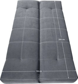 Kinyitható heverő, szürke, GINY