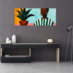 Kép - Nő virággal (120x50 cm)