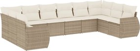 vidaXL 10 részes bézs polyrattan kerti ülőgarnitúra párnával