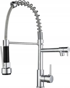Konyhai Csaptelep Mozgatható Kifolyócső Kétfejes Króm
