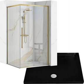 Rea Solar Brush Gold Kabin 100x80 Zuhanytálca Savoy Black