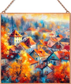 Falu ősszel 2 üvegkép, falikép