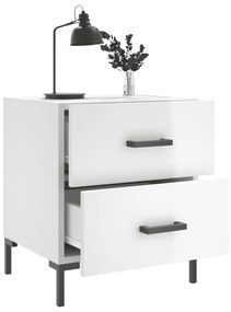 2 db magasfényű fehér szerelt fa éjjeliszekrény 40x35x47,5 cm