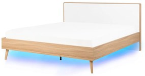 Franciaágy 160 cm SERVI (ágyráccsal és LED világítással) (világos fa). 1007524