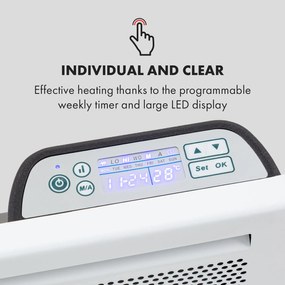 Klarstein Hot Spot Slimcurve Double Wave, konvektor, 2 az 1-ben fűtőtest, 2000 W, heti időzítő, fehér