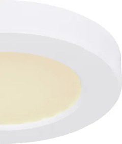 Globo 12379-6W Mennyezeti lámpa, fehér műanyag váz, akril fehér fehér búra. Tolókapcsolóval a kívánt színhőmérséklet beállítható felszereléskor. Ø:126, H:18, tartozék: 1xLED 6W 230V, 450lm, CCT 3.000-4000-6.500