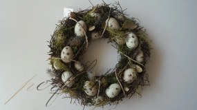 Húsvéti ajtódísz koszorú tojásokkal, 30cm