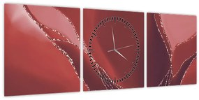Kép - Piros absztrakt virág N⁰2 (órával) (90x30 cm)