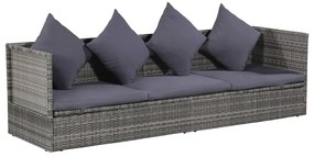 Szürke polyrattan kerti ágy 200 x 60 cm