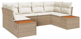 vidaXL Kerti Kanapé Szett párnával 6 pcs Bézs polirattan