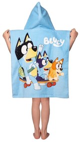 Kék pamut gyerek fürdőponcsó 3-8 év Bluey Skate – Jerry Fabrics