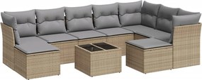 vidaXL 10 részes bézs polyrattan kerti ülőgarnitúra párnával