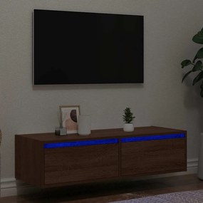 TV szekrény LED világítással barna tölgy 100X35,5x25 cm