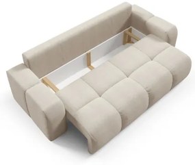 ALMADA bézs kárpitozott, kihúzható háromszemélyes kanapé tárolóval