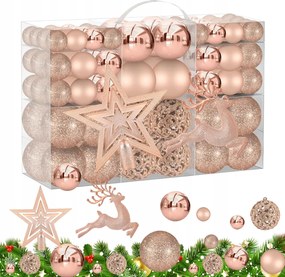 102 darabos rozéarany karácsonyfadíszek Karácsonyfadíszek