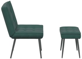 sötétzöld bársony pihenőfotel lábtartóval