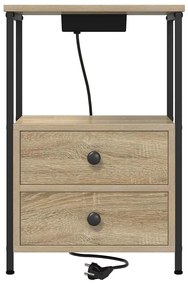 vidaXL Éjjeliszekrény fiókkal Sonoma tölgy 40 x 31 x 60 cm Faanyag
