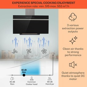Klarstein Ava 90, Smart, páraelszívó, 90 cm, falra szerelhető, WiFi, A++, 515m³/h, érintőképernyő