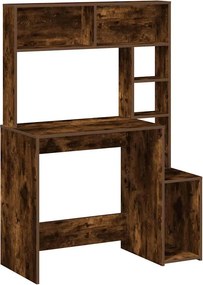 vidaXL füstös tölgy szerelt fa íróasztal polcokkal 100x45x140 cm
