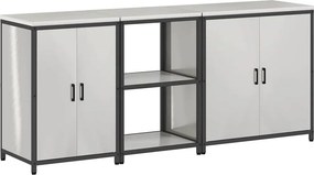 vidaXL Konyhai Tároló Készlet polcokkal 3 pcs Ezüst Rozsdamentes acél