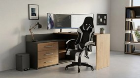 DANY íróasztal 120x50x76 cm, antracit-tölgy + Remus székkel, állítható, fekete-fehér