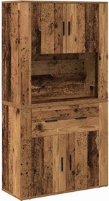 vidaXL Magas Tároló fiókkal Régi fa 80 x 33 x 150 cm Faanyag