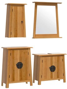 4 részes tömör fenyőfa fürdőszobai bútorszett