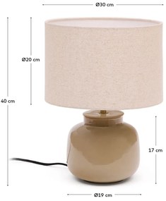 Bézs kerámia asztali lámpa textil búrával (magasság 40 cm) Tay – Kave Home