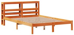 viaszbarna tömör fenyőfa ágykeret fejtámlával 120 x 200 cm