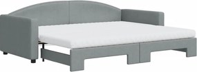 vidaXL világosszürke kihúzható szövet heverő matracokkal 90 x 200 cm