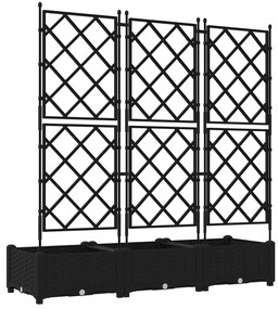 Kertészeti Cserép trellis-szel 3 db Fekete 120x40x125.5 cm