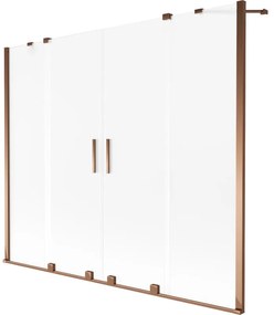 Mexen Velar Duo, 2 szárnyas eltolható kádparaván 180 x 150 cm, 8 mm-es matt üveg, rózsaszín arany, 896-180-000-32-60