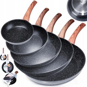 5 db-os GrĂĄnit serpenyĆ pĂĄrolĂł serpenyĆ szett 16 20 24 28 32 cm