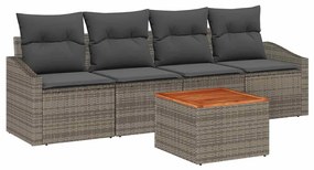 vidaXL Kerti Kanapé Szett párnával 5 pcs Szürke polirattan