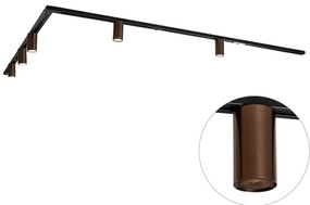Modern sínrendszer 5 sötét bronz spotlámpával, 1 fázisú GU10 35 mm - Iconic Ruby