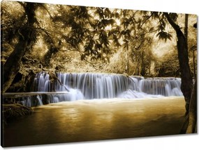 Vászonkép 90x60 Vízesés szépia színben