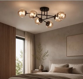 Felületre szerelhető csillár MALENA 6xE14/5W/230V barna/füstös bézs