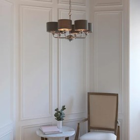 Endon 94381 - Csillár láncon HIGHCLERE 6xE14/28W/230V szürke/fényezett króm