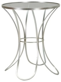 Ezüst színű fém asztal edzett üveglappal – Ø 56x68 cm