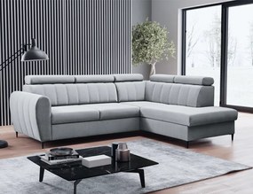 Kinyitható ülőgarnitúra, világosszürke, jobbos, KORIO L