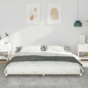 Földi ágykeret Fehér 200 x 200 cm Tömör fenyőfa