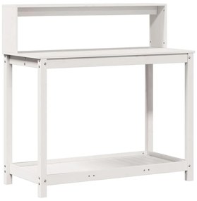 fehér tömör fenyőfa ültetőasztal polccal 108 x 50 x 109,5 cm